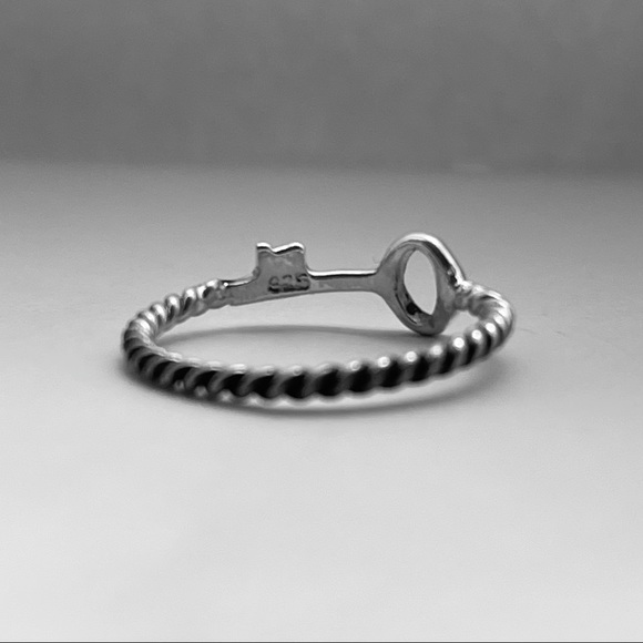 Sterling silver key ring with twist band, key ring, silver key ring, dainty ring - Picture 8 of 8
